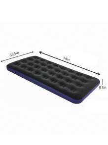 1pc Inflatable Camping Air Mattress, Flocked PVC Thick Pad - Black - View 7