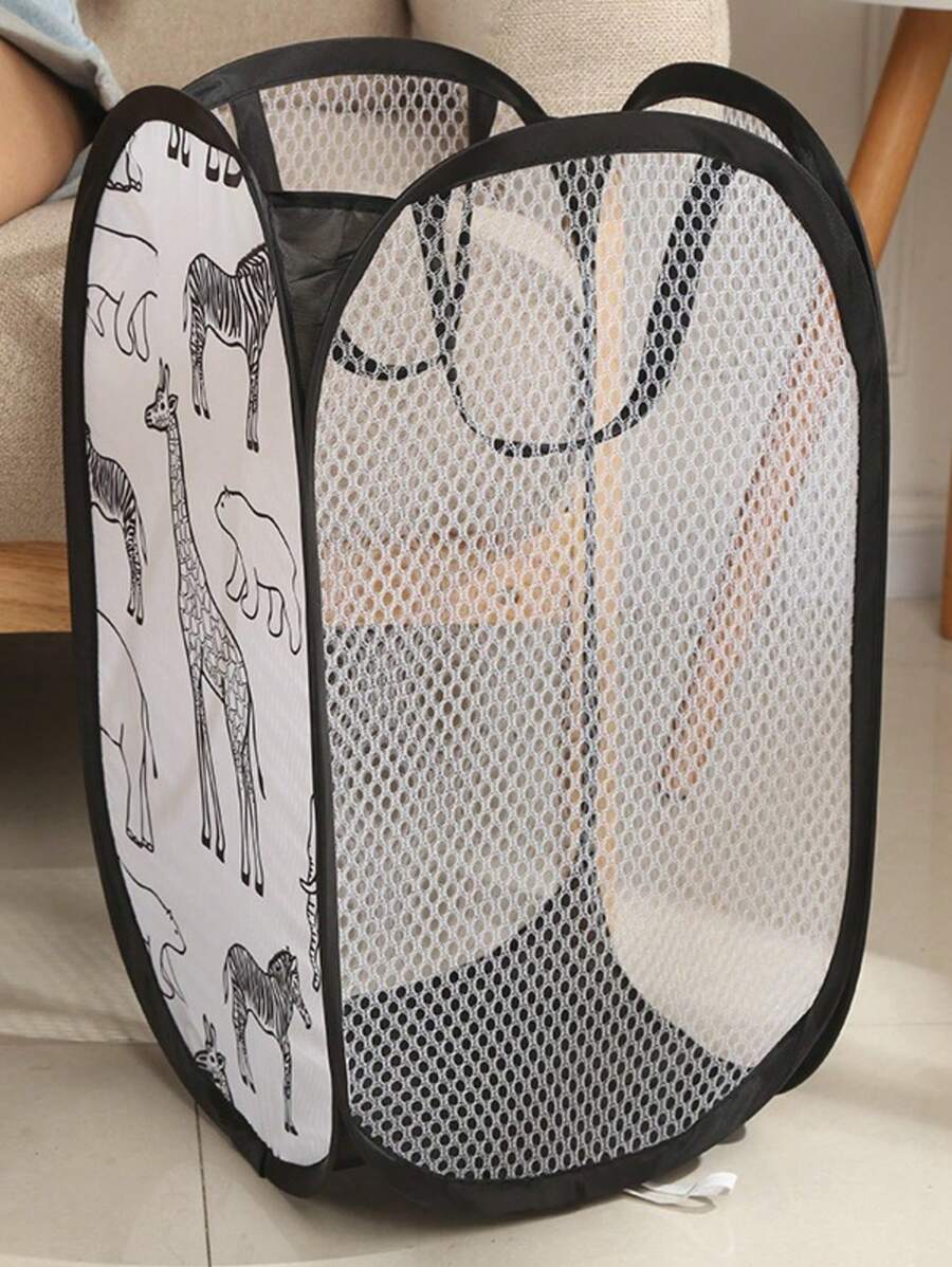 1 件儿童卡通脏衣服洗衣篮，可折叠浴室收纳篮，适用于儿童卧室 - 黑色 - 查看 1