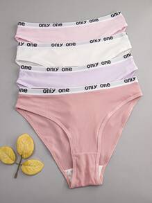 4pcs Women Multicolor Simple Sports Style Comfy Breathable Cute Panties