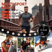 EIGIIS Montre connectée pour hommes au style sport d'affaires, avec boutons mécaniques, écouteurs intra-auriculaires intégrés, confortable à porter, appels sans fil (réception/émission d'appels), batterie grande capacité de 400 mAh, autonomie de batterie super longue, écran rond de 1,52 pouces, plus de 100 modes sport, prévisions météorologiques, rappel de message, compatible avec les téléphones Android et iOS, 3 bracelets de montre