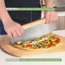 Gyreuni 5 PCS Large Pizza Stone Set,Heavy Duty 16" Pizza Stone For Oven And Grill With Handle Rack,Pizza Peel(OAK), Pizza Cutter Rocker & Cooking Paper,Large Baking Stone For Pizza, Bread - White - View 6
