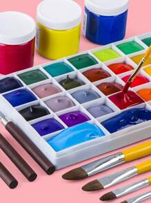 1pc Multi-Functional Color Palette, Art Student Painting Color Mixing Palette, Gouache Palette - White Green - View 2