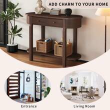 MERAX Elegant Retro Console Table With Curved Design And Smooth Glaze For Entryways, Living Rooms And Hallways (Turquoise Green) (Grey) (Antique White) (Navy)  (Espresso) - Espresso - View 4