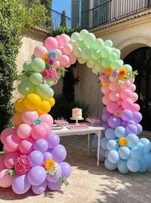 162/82 个彩虹气球花环拱门套装不同尺寸乳胶气球什锦粉彩派对气球拱门适用于生日婴儿洗礼婚礼订婚周年派对装饰 - 彩色 - 查看 2