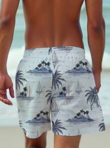 Pantaloncini da spiaggia hawaiani uomo personalizzati con stampa di palme di cocco, con possibilità di aggiungere foto di amanti/coppia, casual, comodi, adatti per qualsiasi avventura estiva, regali di compleanno divertenti, ornamentali, eleganti, alla moda, hipster, sobri, facili da indossare, moda modesta, minimal chic, casual, unici, personalizzati, regali ideali per lui, famiglia, fidanzato, amici, bambini