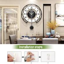 Large Pendulum Modern Wall Clock, 17-Inch Silent Non-Ticking Battery-Operated Wall Clock, Decorative Timepiece For Living Room, Bedroom, Office, Indoor Home Decor - As Shown In the Figure - View 4