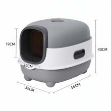 Cat Litter Box With Automatic Sandproof Cage Sterilization And Deodorization Function With Included Litter Scoop, Extra Large Cat Litter Box, Easy To Clean - Xám - Xem 8