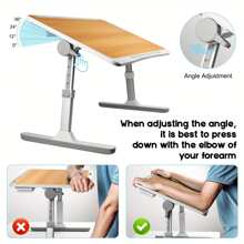 Adjustable Bed Table With Storage Drawer - Laptop Stand With Ergonomic Design, Suitable For Bed, Sofa, Living Room - Portable Design, Equipped With Cup Holder And Phone Storage Space, Bedroom Workstation, Multifunctional Desktop, Sturdy Structure. - màu đen - Xem 6