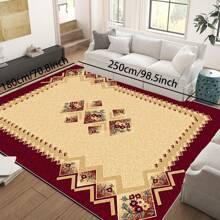 1pc Turkish Art Carpet, Crystal Velvet 700g/Sq.M, Dotted Bottom, 5mm Thickness. Machine Washable, Fade-Resistant Carpet, Anti-Slip . Suitable For Holidays And Any Space Including Hotel, Office, Sofa, Bedside, Kitchen, Laundry Room, Corridor, Porch, Staircase Mother's Day