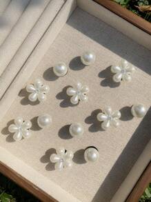 12 Peças DIY Destacável Flor de Pérola Falsa Elegante e Moderna, Botões Decorativos Multiuso Adequados para Sandálias de Praia, Sapatilhas, Tênis, Cadarços, Presente para Feriados