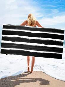 Microfiber Colorful Striped Print Quick Drying Beach Mat/Yoga Mat, Sunscreen Shawl, Suitable For Travel, Camping, Swimming, Picnic, Home Daily Use, Bath Towel, Beach Towel 70*140cm 1pc Or Extra Large 90*180cm Bath/Beach Towel 1pc Summer Travel,Vacation Holiday Bathroom Decor Beach Essentials