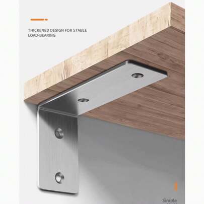 Punch-Free Stainless Steel Triangle Bracket Floating Shelf Bracket Right Angle Fixture Wall Partition Bracket Support Bracket - L Heavy Duty Shelf Bracket For Wood, Stainless Steel Bracket Hardware For Shelves, 2 Packs