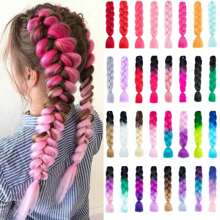 1 Piece Jumbo Braid Synthetic Hair 24 Inch Hair Braiding Extensions Braids Box Braid Hair Synthetic Hair To Braid(Over Forty Colors), Ombre Long Synthetic Hair Braid, African Braided Natural Hair Extension, Women's High-Temperature Synthetic Fiber Twisted Crochet Braid, Synthetic Hair Extension 100g - Multicolor - View 2