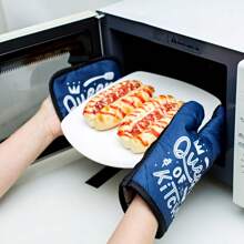 2pcs/Set Kitchen Microwave Oven Gloves, Grey Heat Resistant Insulated Gloves, Green Thick Anti-Scald Baking Oven Mitts, Pink High Temperature Resistant Gloves