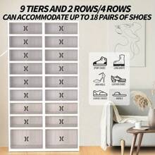 Foldable Shoe Rack,9-Tier 36-Pair Shoe Rack Cabinet With Doors - Foldable Space-Saving Shoe Organizer With Magnetic Clear Doors & Hidden Wheels | Easy Assembly Storage Shelf For Entryway, Closet, Living Room | Large Capacity For Men, Women & Family (White) - trắng - Xem 8