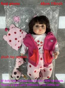 Full Soft Vinyl Baby Like Real 48 CM Reborn Doll 19 Inch Newborn Baby Cute Art Toy Birthday Gift (Some Parts Random, Including Pacifier, Bottle, Diaper, Plush Toy And Clothes Set) - Hot Pink - View 2