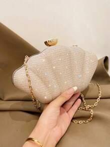 Bolso de mano de fiesta decorado con rhinestones de lujo, bolso de hombro cruzado brillante, diseño único de bolso de noche con clip, adecuado para fiestas, bodas, bailes