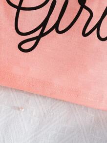 2 件装婴儿/女婴可爱简约字母印花盖袖上衣和蝴蝶装饰短裤套装，透气，适合夏季