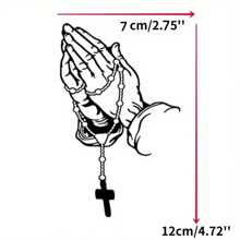 2pcs Car Fashion Stickers, Pearl Rose Christ Prayer Gesture, Car Modeling Window Glass Motorcycle Laptop Vinyl Decal, Decals For Car
