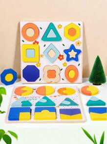 1 件儿童木制拼图，颜色鲜艳，多个主题 - 复活节彩蛋、面部表情匹配、动物、交通工具等，幼儿益智玩具，培养精细运动技能和解决问题的能力，男孩和女孩的生日礼物，复活节礼物