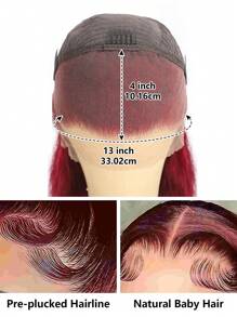 Eulisi 13X4 直发蕾丝前假发，60%真人发，女士短款波波头假发，180密度无胶高清透明蕾丝前假发，预先拔毛并带有婴儿发，自然发际线，8-14英寸，万圣节服装