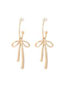 2 stuks eenvoudige gouden strik hanger oorbellen, elegante stijl sieraden voor meisjes