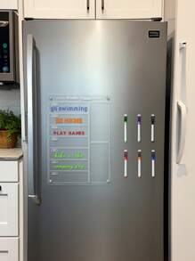 1 pieza Pizarra magnética semanal de acrílico con plan de menú (incluye 6 bolígrafos magnéticos borrables en seco), pizarra blanca reutilizable, planificador semanal, pizarra de menú, pizarra de mensaje transparente y borrable