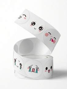 500 Pcs/Roll Cartoon Cute Expression Stickers, Multi-Expression Creative Diary/Planner Decorative Material, Waterproof Sticker For Students Reward & Encouragement