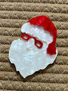 1pc Handmade Acrylic Cartoon Christmas Santa Claus Brooch, Unisex Holiday Decor Lapel Pin