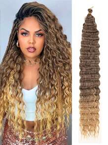 1/6 Packs Ocean Wave Crochet Hair 30 Inch Black&Gold Deep Wave Braiding Hair For Women Synthetic Curly Crochet Hair Extensions Wavy Braiding Hair Bohemian Crochet Braids - Multicolor - View 12