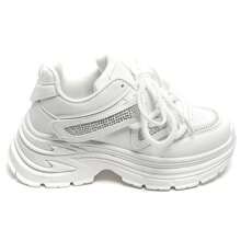Platform Sneakers With Rhinestones And Sculpted Details – Street Look And Comfort Guaranteed - White - View 2