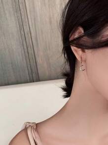 Asymmetric Star & Moon Rhinestone Earrings, Fashionable Minimalist Star Moon Design Ear Jewelry