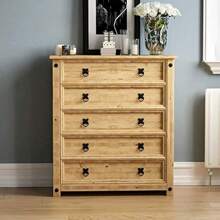 Corona Chest Of Drawers 5 Drawer Solid Pine Wood - Natural1 - View 3