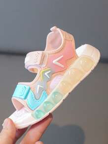 1 Pair Kids/Toddlers Fashion Patchwork Athletic Sandals, Soft Sole, Anti-Slip, Open Toe, Beach Shoes, Summer - Pink - View 5