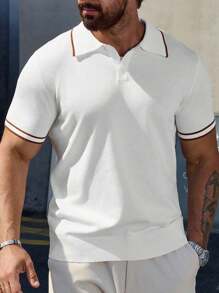 Polo uomo a maniche corte in maglia a tinta unita con bottoni