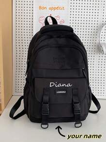 Customized Backpack, Large Capacity, Multi-Compartment Color Block Backpack, Casual And Versatile Cute Cartoon School Bag. Suitable For Boys And Girls, Teen Freshmen, And Junior High School Students. Perfect For The Outdoors, Back To School Trips, Birthday Gifts For Her Best Friends, Backpacks.