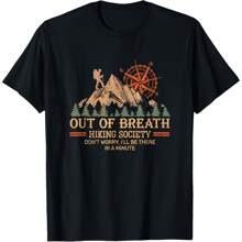 Out Of Breath Hiking Society For  Hiker Nature Love Gift T-Shirt Women's Plus Size Tee - 黑色 - 查看 1