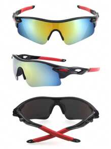 زوج واحد من نظارات رياضية خارجية عصرية وملونة نصف إطار، نظارات رياضية للكبار مقاومة للرياح والرمل للتنزه والتجول في الجبال وركوب الدراجات الهوائية والقيادة والدراجات الخارجية والصيد، معدات رياضية خارجية، نظارات للركوب - متعدد الألوان - مشاهدة 5