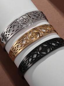 Stainless Steel Charm Witch Knot Bracelet Adjustable Open Bracelet Celtic Witchcraft Amulet Jewelry Birthday Gift For Men Women - Black - View 11