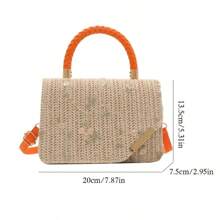 Bolso de mensajero para el hombro, bolsos de mujer de estilo bohemio de paja para verano, bolso de playa trenzado de ratán y mimbre, bolso de vacaciones
