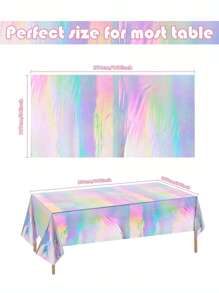 3pcs Rainbow Plastic Tablecloth Shining Disposable Laser Tablecloth Glitter Holographic Aluminum Foil Tablecloth, Suitable For Birthday, Wedding, Party, Picnic, Buffet, Holiday Decoration