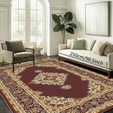 1pc Nordic Fairisle Pattern Crystal Velvet Area Rug, 700g/㎡ With Dotted Non-Slip Backing, 5mm Thickness, Machine Washable Fade-Resistant Carpet Suitable For Holidays And Any Spaces Including Hotel, Office, Sofa, Bedside, Kitchen, Laundry, Hallway, Porch, Stairs, Entryway Mother's Day