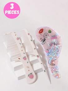 3pcs/2pcs Cartoon Hair Comb Set - Wet And Dry Combing And Styling Brush For All Hair Types, Durable ABS Plastic Handle, Perfect Gift Choice(Purple Unicorn Comb Pattern Random)