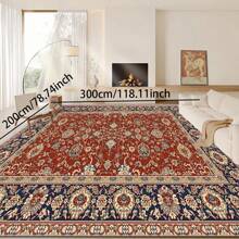 1pc Classic Style Retro Area Rug, 700g/Sqm Crystal Velvet, 5mm Thickness, Washable Non-Fading Carpet, Slip-Resistant, Suitable For Holidays And Any Space Including Hotel, Office, Sofa, Bedside, Kitchen, Laundry Room, Hallway, Porch, Entryway And Stairs Mother's Day