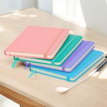 PromoClick Moleskine-Style Polyrethane Notebook With 80 Ruled Pages And Elastic Band To Hold The Cover. Back To School - Baby Pink - View 3