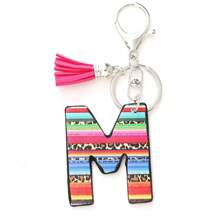 1 pièce Porte-clés avec pompon moelleux arc-en-ciel rayé lettre style coréen, pendentif imprimé léopard, convient comme cadeau - Multicolore - Voir 27