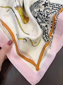 1pc Geometric Pattern Casual Polyester Scarf, Suitable For All Seasons - Multicolor - View 10