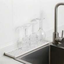 11 pièces Égouttoir à vaisselle rectangulaire en plastique à deux niveaux avec plateau de drainage pour plan de travail de cuisine - Blanc - Voir 5