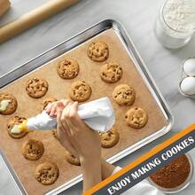 2Pcs Baking Sheet Pan Set, Joyfair Stainless Steel Cookie Sheets, Commercial Metal Pans Toaster Oven Tray Bakeware Roll/Bread/Bacon, Heavy Gauge, Rust-& Dishwasher Safe (9 Inch) - 16 inch - Xem 4