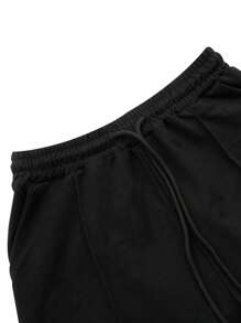 Setelan Kasual 2 Potong untuk Aktivitas Luar Ruangan, Setelan 2 Potong Warna Polos, Setelan 2 Potong Berkerudung, Setelan Kasual 2 Potong Elegan, Seksi, Bernapas, dan Nyaman, Cocok untuk Acara Pesta, Perjalanan, dan Kumpul-kumpul, Warna Hitam Musim Semi - Hitam - View 8